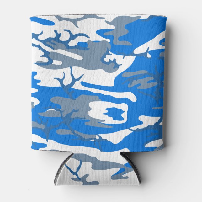 Ice Water Blue Camo Beverage Cosy Can Cooler (Front)