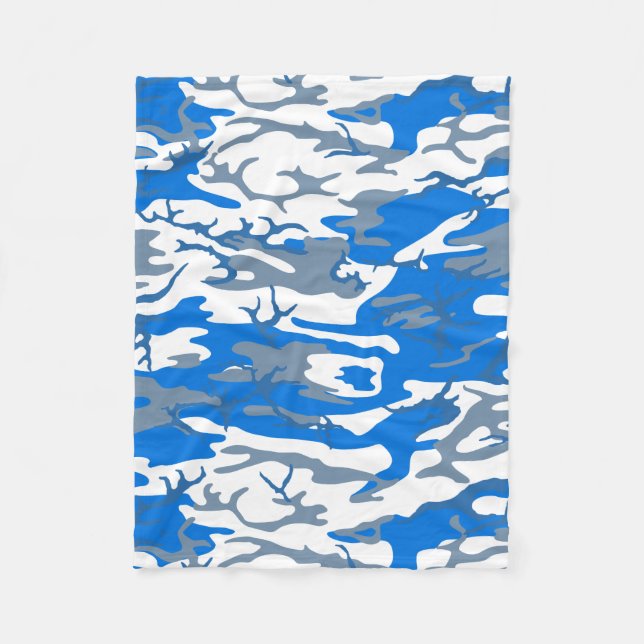 Ice Water Blue Camo Fleece Blanket (Front)