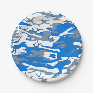 Ice Water Blue Camo Paper Plate