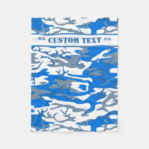 Ice Water Blue Camo w/ Custom Text Fleece Blanket