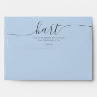 Ice Water Blue with Black Script Return Address