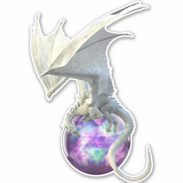 Ice White Dragon Purple Sphere Fantasy (Front)
