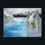 Ice White Dragon Snow Winter Postcard<br><div class="desc">This design was created though digital art. It may be personalised by choosing the customise option. Contact me at colorflowcreations@gmail.com or use the chat option at the top of the page if you wish to have this design on another product. Purchase my original abstract acrylic painting for sale at www.etsy.com/shop/colorflowart....</div>