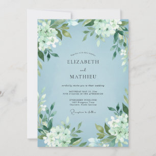 Ice White Leafy Wedding Invitation