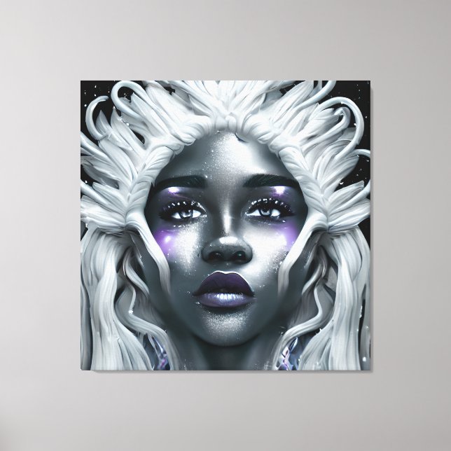 Ice Winter Snow Queen Melanin Princess Black Girl Canvas Print (Front)