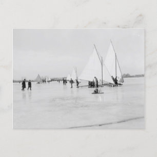 Ice Yachting On Lake St. Clair Postcard