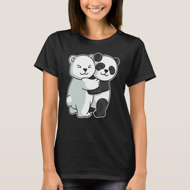 Icebear Panda Cute Polar Bear Hug Cuddle Animals H T-Shirt (Front)