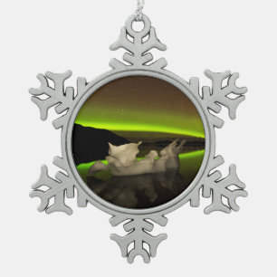 Iceberg Aurora Snowflake Pewter Christmas Ornament
