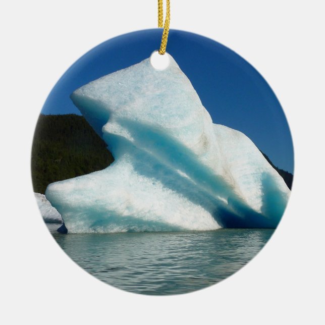 Iceberg on Mendenhall Lake in Alaska Ceramic Tree Decoration (Front)