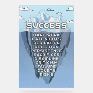 Iceberg Success Mountain Motivation Quote Acrylic Sign