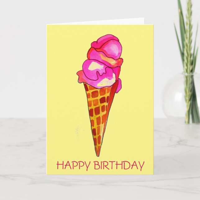 icecream gelato cute food art birthday card (Front)