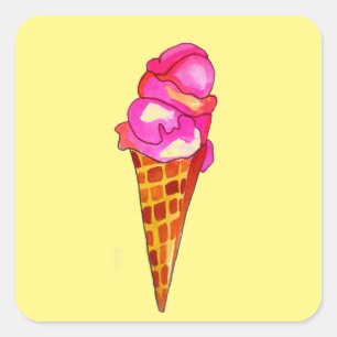 icecream gelato cute food art square sticker