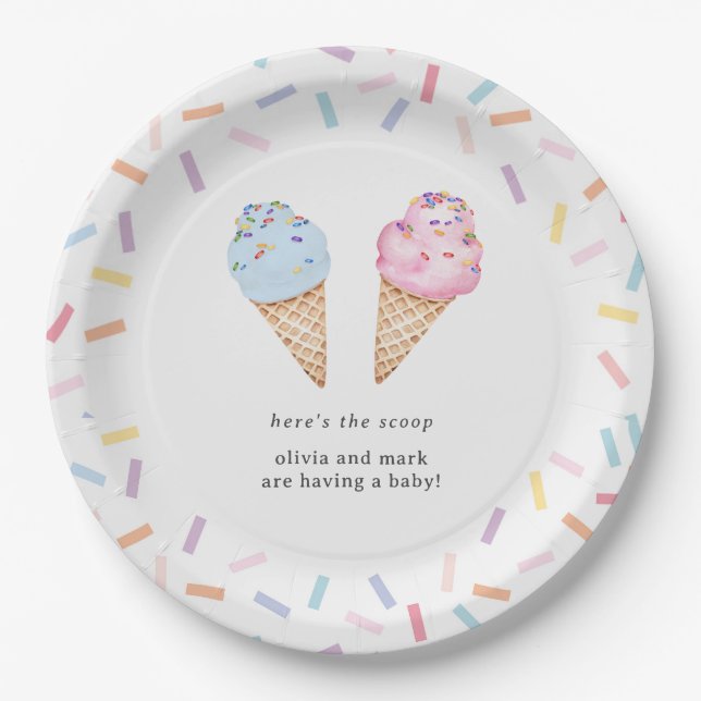 Icecream Gender Reveal Paper Plate (Front)