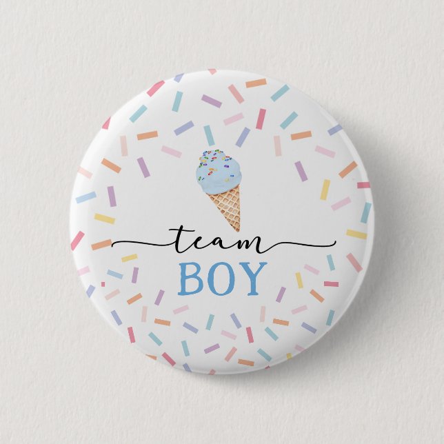 Icecream Gender Reveal Team Boy  6 Cm Round Badge (Front)