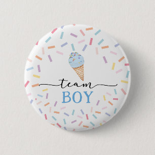 Icecream Gender Reveal Team Boy  6 Cm Round Badge