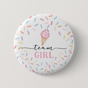 Icecream Gender Reveal Team Girl  6 Cm Round Badge