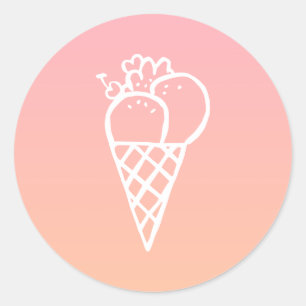 Icecream Kawaii Doodle Pastel Pink Party Favour Classic Round Sticker