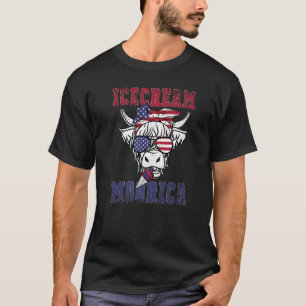 Icecream Moorica Cow 4th Of July Usa Patriotic Cow T-Shirt