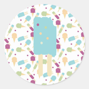 Icecream Pop Blue Cream Sprinkles Reward Classic Round Sticker