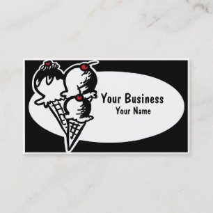 Icecream Shop custom black white business cards
