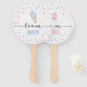 Icecream Team Boy or Girl Gender Reveal Hand Fan