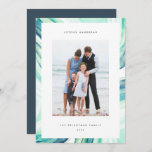 Iced Agate Border | Hanukkah Photo Holiday Card<br><div class="desc">Send Hanukkah greetings to friends and family with our elegant photo cards. Designed to accommodate a single vertical or portrait orientated photo,  card features a watercolor geode agate slice border in pale green and teal. Personalise with your custom Hanukkah greeting and family name(s).</div>