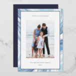 Iced Agate Border | Hanukkah Photo Silver Foil Holiday Card<br><div class="desc">Send Hanukkah greetings to friends and family with our elegant photo cards. Designed to accommodate a single vertical or portrait orientated photo,  card features a watercolor geode agate slice border in moody light blues with a silver foil border. Personalise with your custom Hanukkah greeting and family name(s).</div>