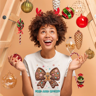 Iced and Spiced Gingerbread Coquette Bow T-Shirt