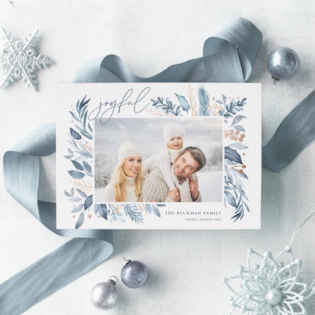 Iced Branches | Elegant Photo Rose Gold Foil Holiday Card (Creator Uploaded)