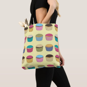Iced Buns Cupcake  Cakes Colorful Pattern Yellow Tote Bag