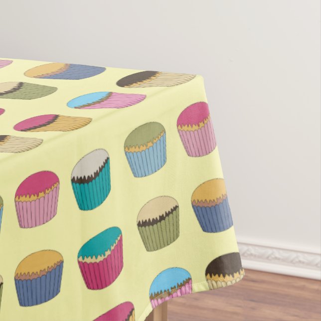 Iced Buns Cupcake Cakes Colourful Pattern Tablecloth (In Situ)