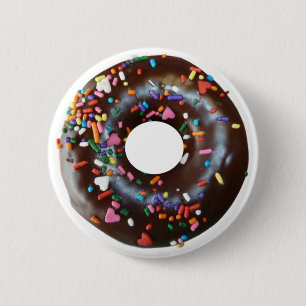 Iced Chocolate Doughnut W/Sprinkles 6 Cm Round Badge
