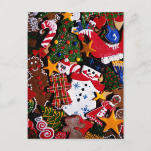 Iced Christmas cookies Holiday Postcard