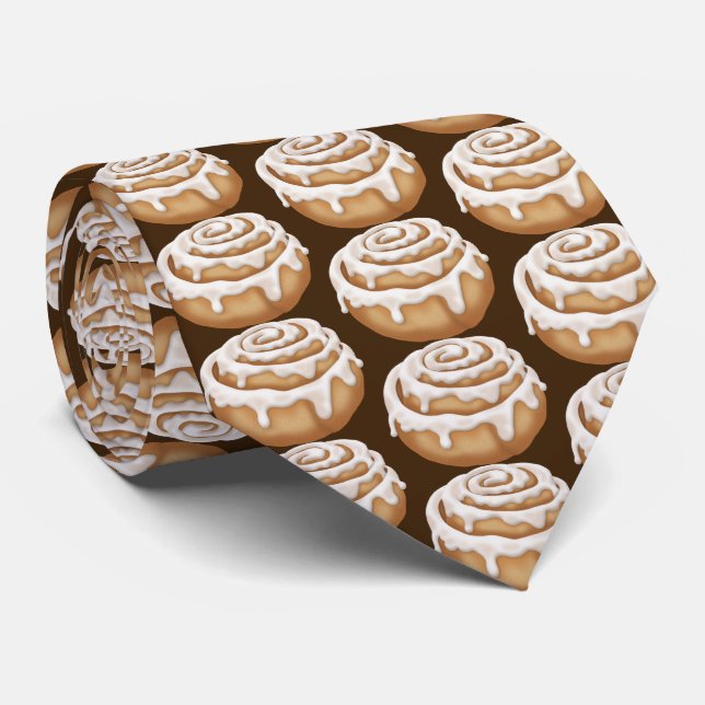 Iced cinnamon bun bakery tiled tie (Rolled)