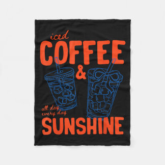 Iced Coffee and Sunshine Cold Brew Summer Vacation Fleece Blanket