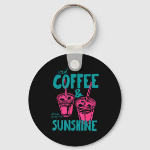 Iced coffee and sunshine summer vibes  key ring