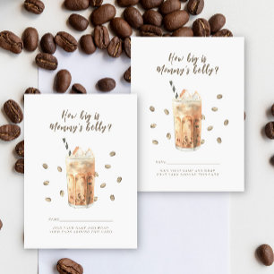 Iced Coffee Baby shower How big is mummy's belly  Enclosure Card