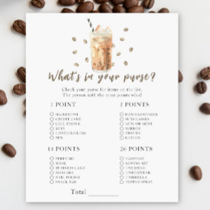 Iced coffee baby shower, What's in your purse game