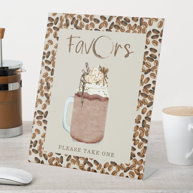 Iced Coffee Beans Baby Shower Favours Pedestal Sign (In SItu)