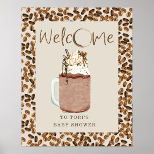 Iced Coffee Beans Baby Shower Welcome Poster