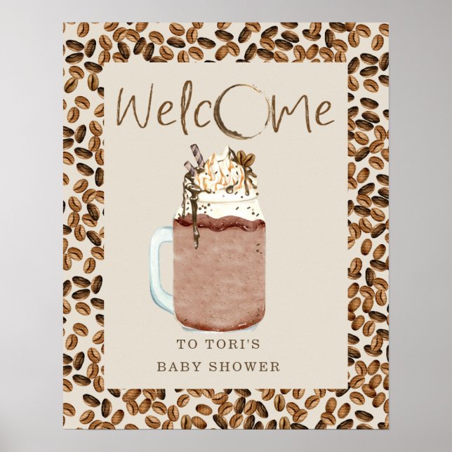 Iced Coffee Beans Baby Shower Welcome Poster (Front)