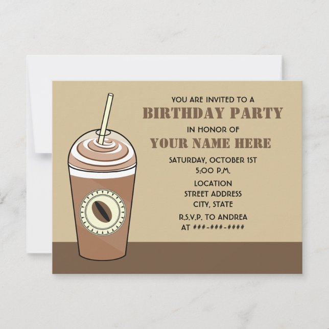 Iced Coffee Birthday Party Invitation (Front)