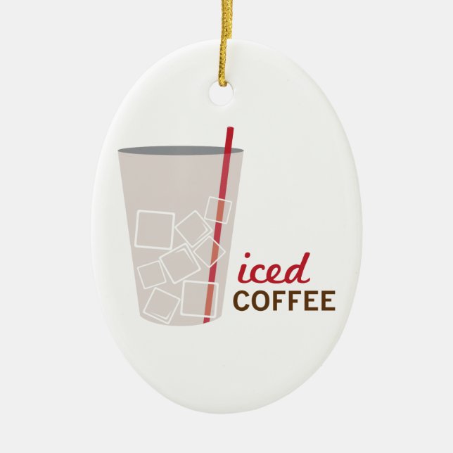 Iced Coffee Ceramic Tree Decoration (Front)