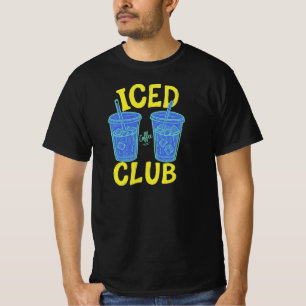 Iced Coffee Club Summer Blue Yellow Coffee Lover T-Shirt