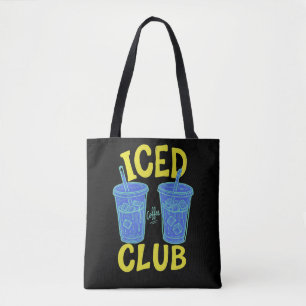 Iced Coffee Club  Summer Blue Yellow Coffee Lover Tote Bag