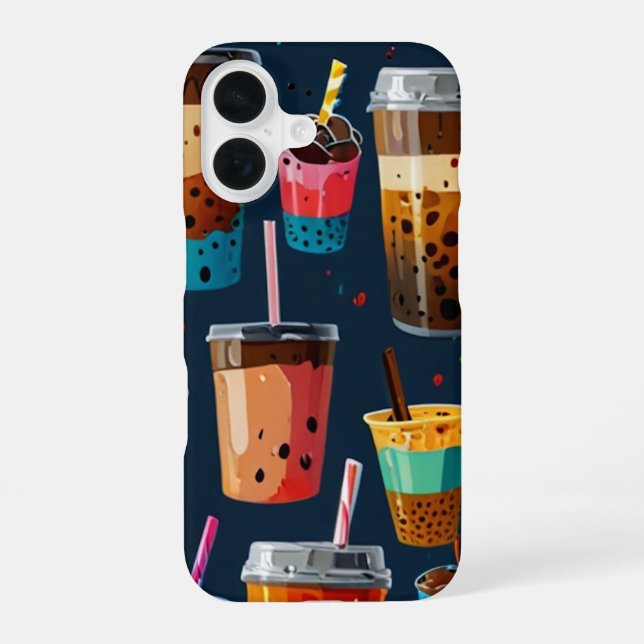 ICED COFFEE CUPS iPhone 16 CASE (Back)