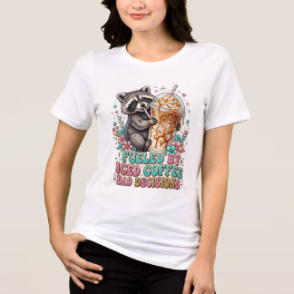 Iced Coffee Cute Racoon Coffee Design Tri-Blend Shirt