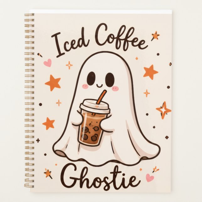 Iced Coffee Ghostie - Cute Halloween  Planner (Front)