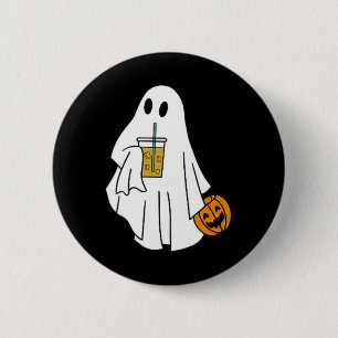 Iced Coffee Halloween Cute Little Ghost Pumpkin Co 6 Cm Round Badge