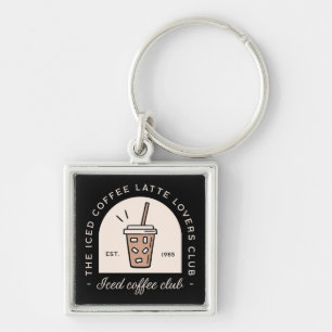 Iced coffee latte lover fancy black key ring